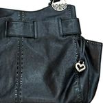 Brighton Cleo Bow Shoulder Bag Purse Black Leather Magnetic Closure Designer Photo 3