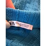 ZARA  Blue Asymmetrical Cutout Cable Knit Top Size Medium Photo 4