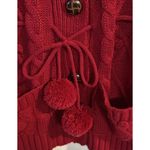 Women's Red Cardigan Sweater‎ Medium Cherry Red Country Grannycore Photo 4