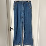 Disney NWT  X Macy’s Minnie Daphne Majorette High Rise Wide-Leg Blue Jeans 8 Photo 3