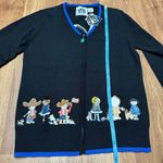 Storybook Knits Vintage Black It's A Small World After All Cardigan Zip Small Photo 11