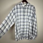 CP Shades  Shirt Womens Large Gray White Plaid‎ 100% Linen Boyfriend Button Up L Photo 4