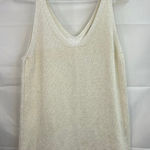 Loft women's cream gold metallic thick knit v-neck sweater tank top stretch S Photo 0