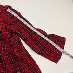 Madewell Red Black Small Tartan Plaid Tiered Button Back Bell Fluted Sleeve Top Photo 9