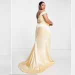 ASOS NWT  Yaura Plus one-shoulder satin drape maxi dress in champagne gold Photo 1