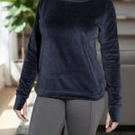 CALIA By Carrie Underwood Crushed Velvet Velour Navy Pullover Sweatshirt Large Photo 0