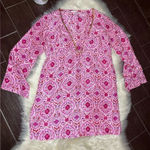 Victoria's Secret  Pink/white/gold Silk Blouse/Tunic Size M/L Photo 0