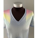 Lucky In Love Shirt Womens M Blue White Stripe Rainbow Tennis Golf Pickleball Size M Photo 0