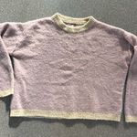 Free People Alpaca Wool Blend Cropped Sweater. Lilac With Cream Trim Crew Neck Photo 0