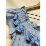 Tularosa Lana Midi Dress L Blue Stripe Embroidered Off Shoulder Tiered Tassel Photo 3