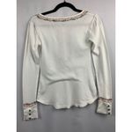 Lucky Brand Womens XS Ivory Embroidered Henley Top Photo 4