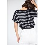 Callahan Black and White Striped Knit Top Size Medium Photo 2