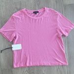 1. State  Rib Jersey Boxy Pink Ribbed Short Sleeve Tee Cropped Size Small Photo 1