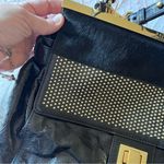 Badgley Mischka Black Genuine Leather Studded Purse Shoulder Bag Satchel Photo 6