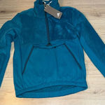 Adidas  Teal blue green Sherpa quarter zip Fleece Pullover sweatshirt top shirt Photo 0