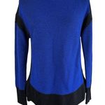St. John Womens Bateau Neck Sweater Size 8 Cobalt Blue Black Wool Santana Knit Photo 0