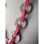Hot pink twisted beads boho floral disk necklace Photo 2