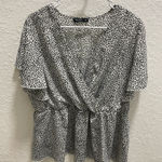 SheIn Plus Dalmatian Print Butterfly Sleeve Blouse Photo 0