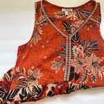 Patrons of Peace sleeveless embroidered floral ruffle hem boho tank, size medium Photo 0