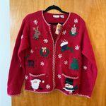 Croft & Barrow  Christmas Cardigan Sweater Holiday Ramie Angora Rabbit Blend NWT Photo 0