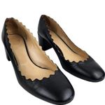 Chloé CHLOE black leather scalloped low heel pumps shoes Euro size 37 1/2 EUC Photo 1