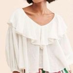 Free People  Off-White Ruffle Cotton Top(Size Small) Photo 0