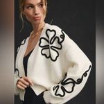 SAACHI Cropped Flower Squiggle Cardigan from Anthropologie Size Small White Photo 0