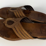 Merrell  Brown Leather Thong‎ Sandals Women's Size 7 Floral Slip-On Comfort Shoes Photo 0