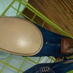 Goffredo Fantini Materia Prima 7.5 37EU Suede Kitten Heeled Mules in Blue Photo 5