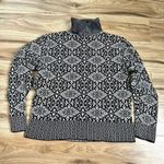 Talbots  | Black White Cotton Wool Turtle Neck Long Sleeve Sweater | Medium Photo 4