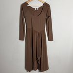 Wilfred Aritzia Nuage Asymmetrical Midi Dress Women's Small Brown Flowy Neutral Photo 8