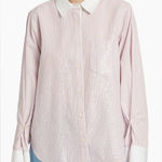 Derek Lam NWT $395  10 Crosby Wesley sequin stripe cotton button down shirt XL Photo 0