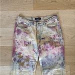 Q Point Jeans Flare Butterflies Tie Dye Size 10 Yellow Pink Blue Photo 1