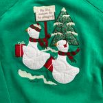 Vintage 90s Christmas Holiday Valorie Sockwell Embroidered Crewneck Sweatshirt Green Size L Photo 1