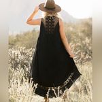 Joyfolie Black Delphinne Sleeveless High Low Lace Midi Dress Small Photo 1