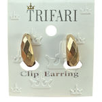 Vintage Gold Tone Faceted Huggie Hoop Earrings Unsigned Photo 0