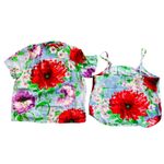 Jams World  Women's Blouse Set Button-down Cami Blue Floral Hawaiian Large Medium Photo 3