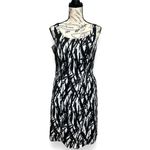 Tahari  Black White Abstract Print Sleeveless Sheath Midi Dress Work Office 4P Photo 1