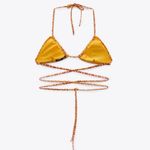 ZARA Pumpkin Inverted Bikini Set with Criss-Cross Straps and Thong Bottom Photo 2