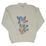 Vintage 80s Floral Granny Cottagecore Sweater White Size M Photo 2
