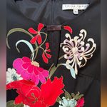 Trina Turk Keyhole Neck Dress 3/4 sleeve Lined Black/Multi Sz 4 Photo 3