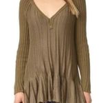 Free People Ribs And Ruffles Tunic Sweater Mini Dress: Olive Green Photo 2