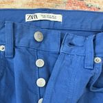 ZARA High Rise Straight Leg Button Fly Royal Blue Jeans US Size 30 Photo 1