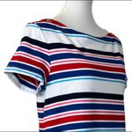 Tommy Hilfiger  Tee Shirt Dress Cotton Red White Pink Blue Stripes Size Large Photo 5