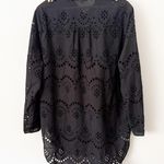 ADIVA | Black Lace Eyelet Shirt Tunic Collar Coverup Plus | Size 1X Photo 0