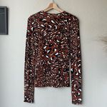 Alexandre Vauthier Brown Leopard Animal Print Long Sleeve Crewneck‎ Tee Size L Size L Photo 4