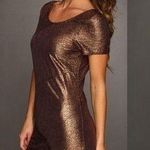 Free People  Bronze Metallic Shimmer Bodycon Dress Womens Size L Low Back‎ Photo 2