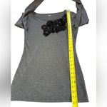 Garnet Hill Embellished Long Sleeve Top Womens Small Gray Black Photo 8