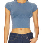 Free People Tee protagonist crop cap sleeve top womens Blue (xsmall) casual boho Photo 0