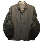 ZARA  Peasant button down shirt embroidery black Size XSmall Chambray Y2K Photo 6